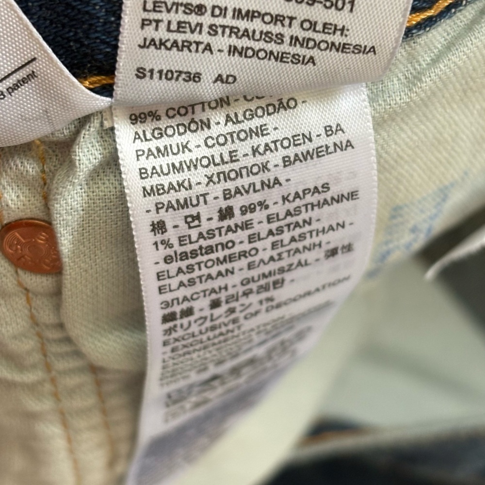Levis Mens Original Straight Jeans size 38X32 - Picture 5 of 11